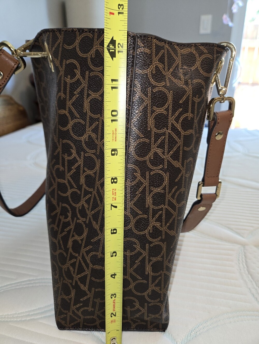 Calvin Klein Brown Monogram Logo Tote with Gold Hardware - Picture 7 of 11